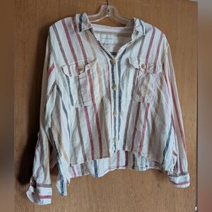American Eagle Outfitters Striped Shirt — Pink, Peach, Cream